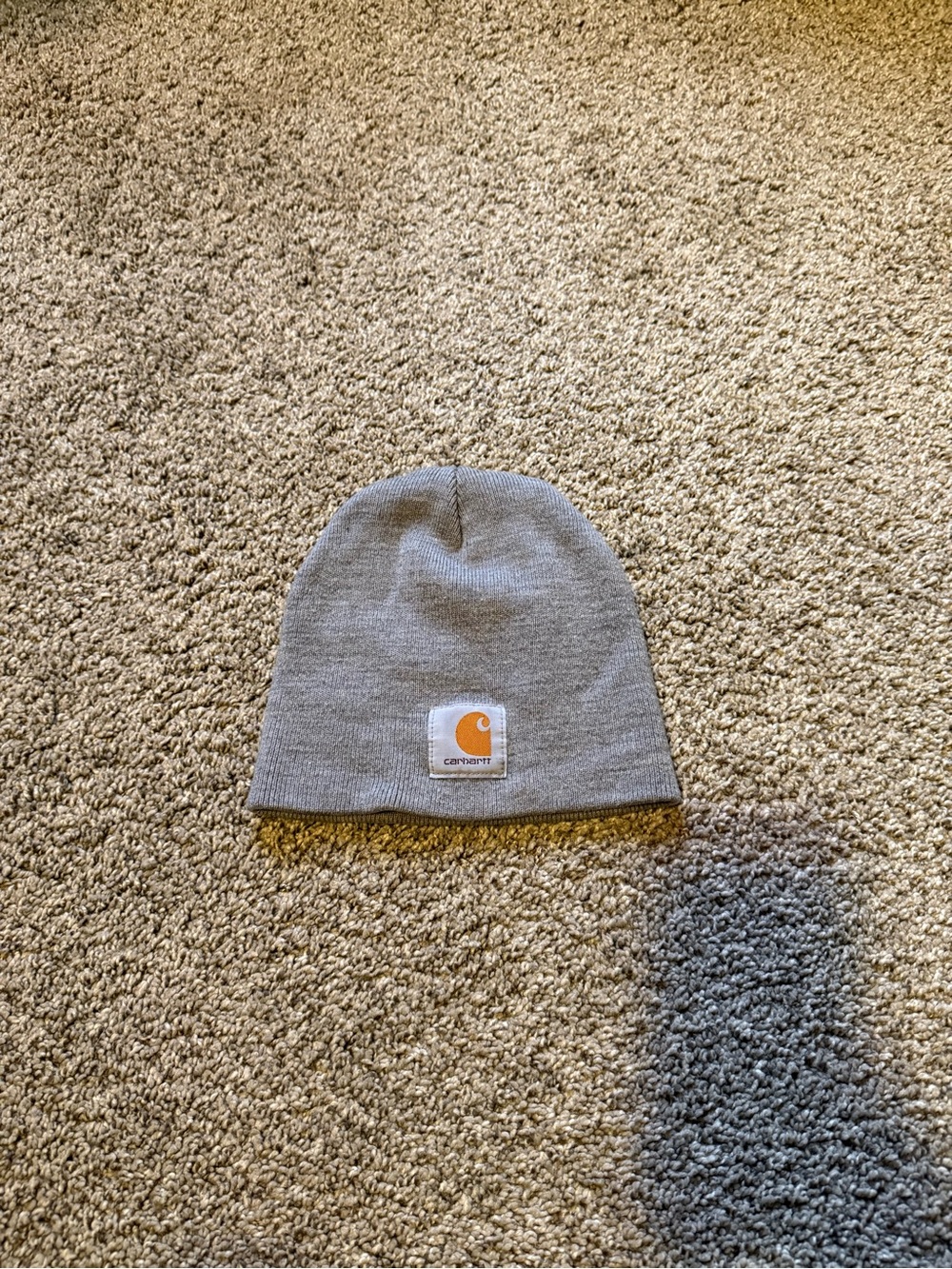 Carhartt Kids Light Gray Knit Beanie with Logo Patch